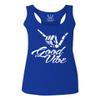 0013. Big Good Vibe Bones Hand Shaka Cool Vintage Hipster Graphic Women's Tank Top Racerback (Royal X Small) view 1