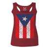 0063. Vintage Bandera Puerto Rico Flag Boricua Rican Nuyorican Women's Tank Top Racerback (Maroon, X Small) view 1