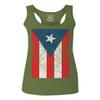 0063. Vintage Bandera Puerto Rico Flag Boricua Rican Nuyorican Women's Tank Top Racerback (Olive, X Small) view 1