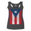 0063. Vintage Bandera Puerto Rico Flag Boricua Rican Nuyorican Women's Tank Top Racerback (Characol X Small) view 1