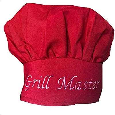 CHEFSKIN Grill Master RED Chef Hat, Fully Adjustable Great Gift