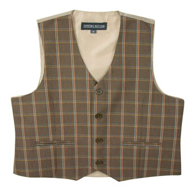 Spring Notion Boys' Plaid Checkers Tartan Suit Vest Waistcoat Brown/Orange 6