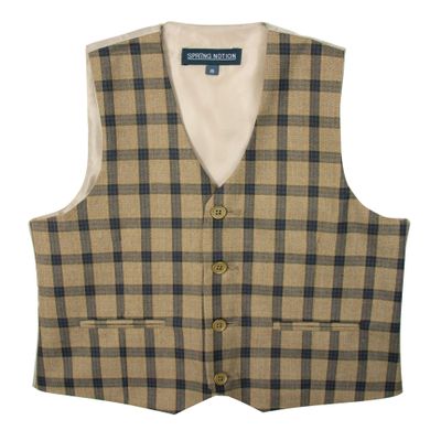 Spring Notion Boys' Plaid Checkers Tartan Suit Vest Waistcoat Brown 8