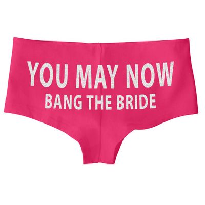 7 Years Southern You May Now Bang The Bride Funny SexyBoy Short Panty Gift for Honeymoon Wedding Night Lingerie (Small, Pink)