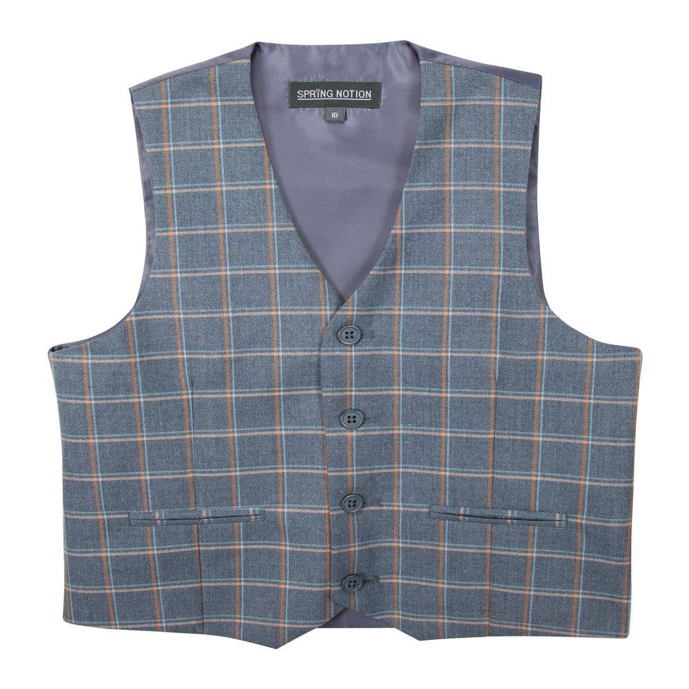 Spring Notion Boys' Plaid Checkers Tartan Suit Vest Waistcoat Light Blue/Grey 3T