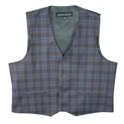 Spring Notion Boys' Plaid Checkers Tartan Suit Vest Waistcoat Brown/Blue 14