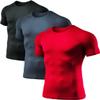 ATHLIO Men's Cool Dry Short Sleeve Compression Shirts, Sports Baselayer T-Shirts Tops, Athletic Workout Shirt, 3pack Tops Black/Charcoal/Red, Large view 1