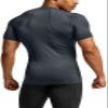 ATHLIO Men's Cool Dry Short Sleeve Compression Shirts, Sports Baselayer T-Shirts Tops, Athletic Workout Shirt, 3pack Tops Black/Charcoal/Red, Large view 3