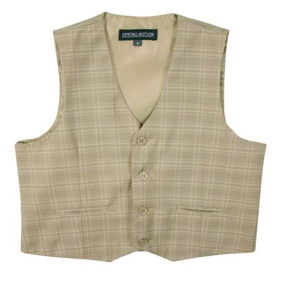 Spring Notion Boys' Plaid Checkers Tartan Suit Vest Waistcoat Sand/Grey 10