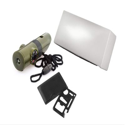 EZTEK Emergency Survival Tool, Flashlight, Mirror Compass, Safety Whistles, Credit Card Pocket Tool- Total 18 Function