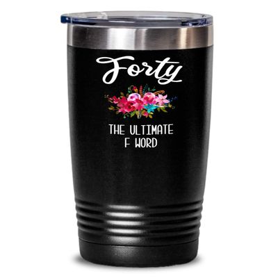 HollyWood & Twine 40th Birthday Gift for Women Funny 40th Birthday Party Ideas for Her Turning 40 Years Old Mug Over The Hill Happy 40th Birthday Tumbler Funny Gift Flo