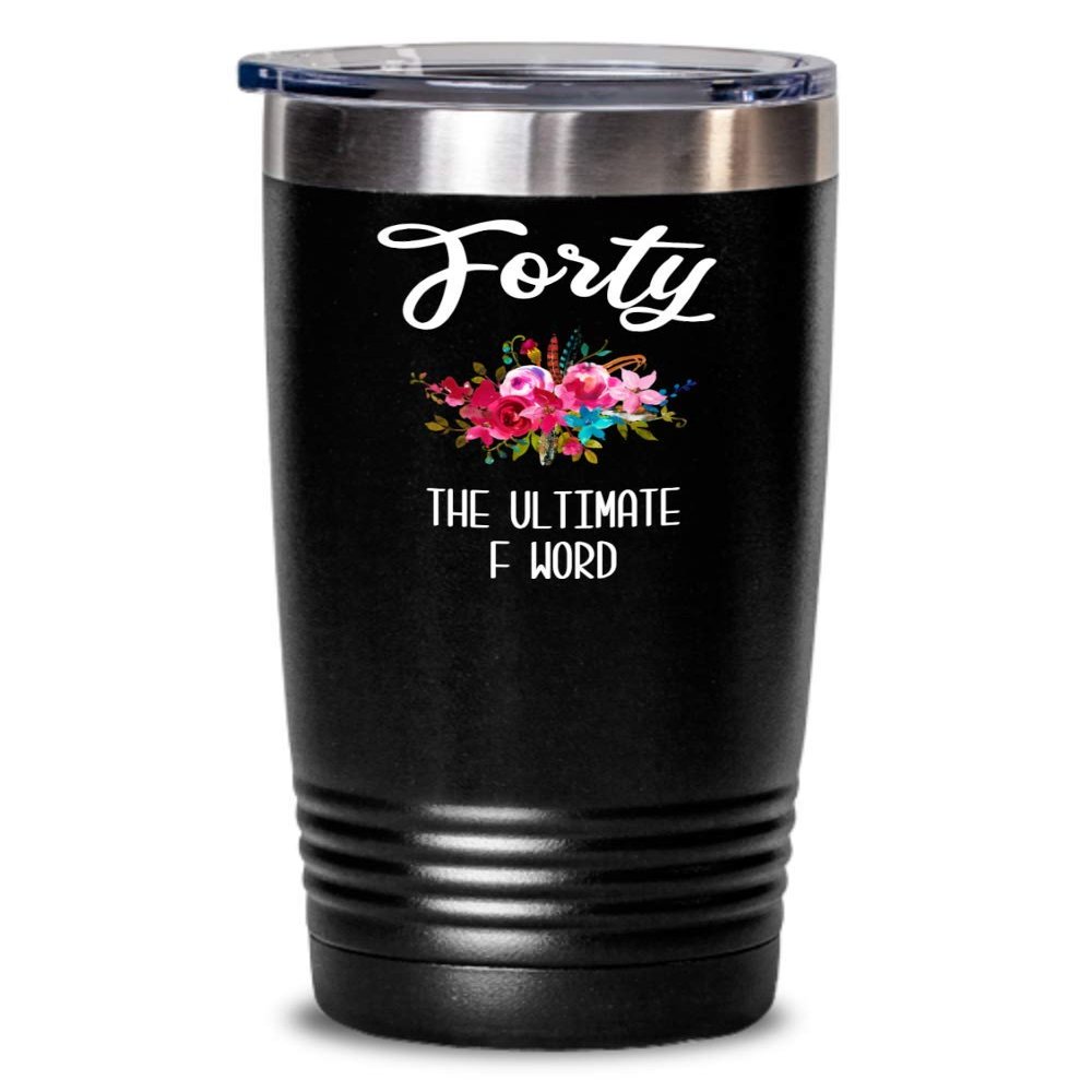 HollyWood & Twine 40th Birthday Gift for Women Funny 40th Birthday Party Ideas for Her Turning 40 Years Old Mug Over The Hill Happy 40th Birthday Tumbler Funny Gift Flo