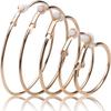 5 Pairs Gold Clip on Earrings Hoop Non Piercing Women Clip Earrings for Women, 5 Sizes view 1