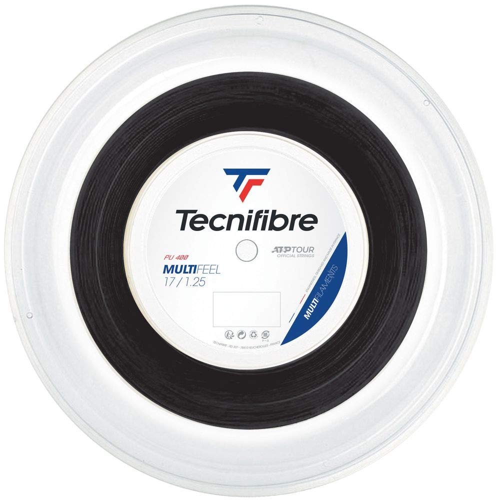 Tecnifibre 200M-MULTIFEEL 1.25 Unisex Adult's Tennis Rope, Black, Single
