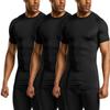 ATHLIO Men's Cool Dry Short Sleeve Compression Shirts, Sports Baselayer T-Shirts Tops, Athletic Workout Shirt, 3pack Black, X-Large view 2
