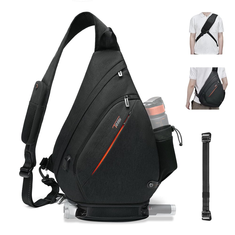 TUDEQU Sling Bag for Women,8 Pockets Sling Bag One Strap Small Crossbody Backpack for Women,19L Sling Backpack Travel Hiking Outdoor Walking Daypack