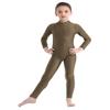 ranrann Kids Girls Full Length Gymnastic Unitard Long Sleeves Ballet Dance Jumpsuit Mock Neck Athletic Activewear Brown 4-5 view 3