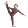 ranrann Kids Girls Full Length Gymnastic Unitard Long Sleeves Ballet Dance Jumpsuit Mock Neck Athletic Activewear Brown 4-5 view 4