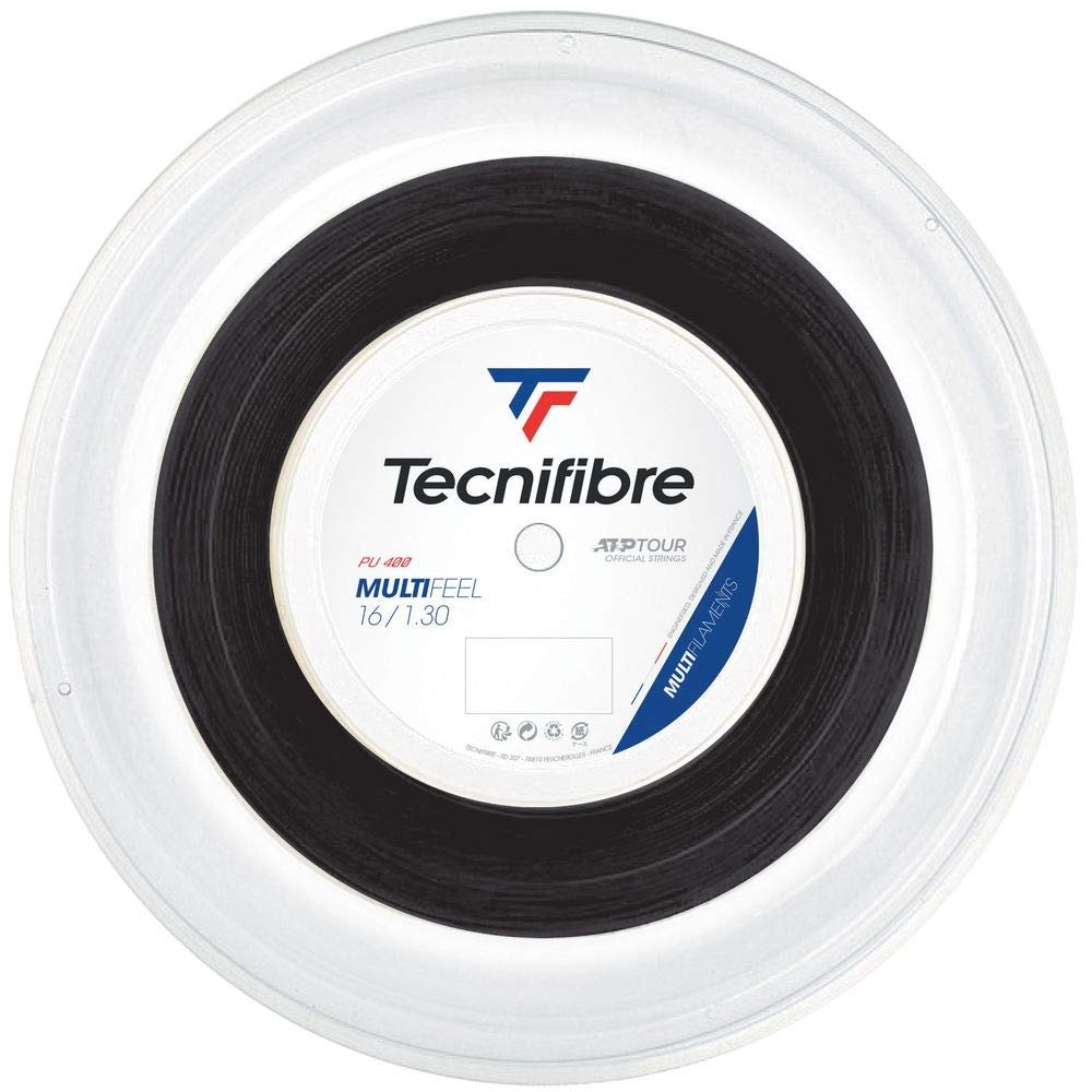 Tecnifibre Unisex  Adult's Rolle 200M MULTIFEEL 1.30 Tennis Strings, Black, 1.30 mm