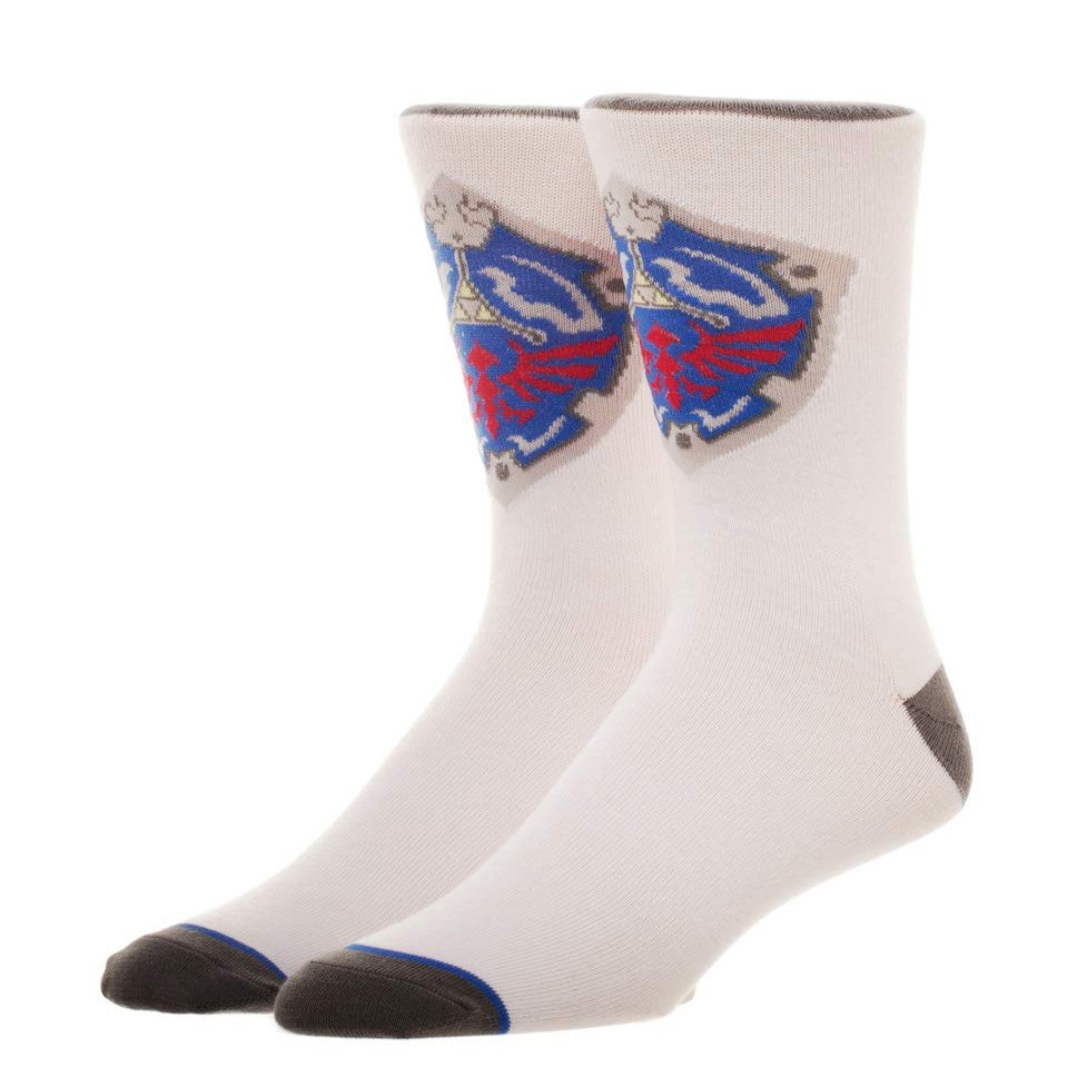 Bioworld Nintendo Legend of Zelda Shield Men's Crew Socks, 10-13
