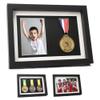 IHEIPYE Medal Display Shadow Box - 3 Medal Display Case - Perfect for Runners, Marathon, Race Winner, Soccer, Football, Gymnastics & All Sports (Black, A4) view 1