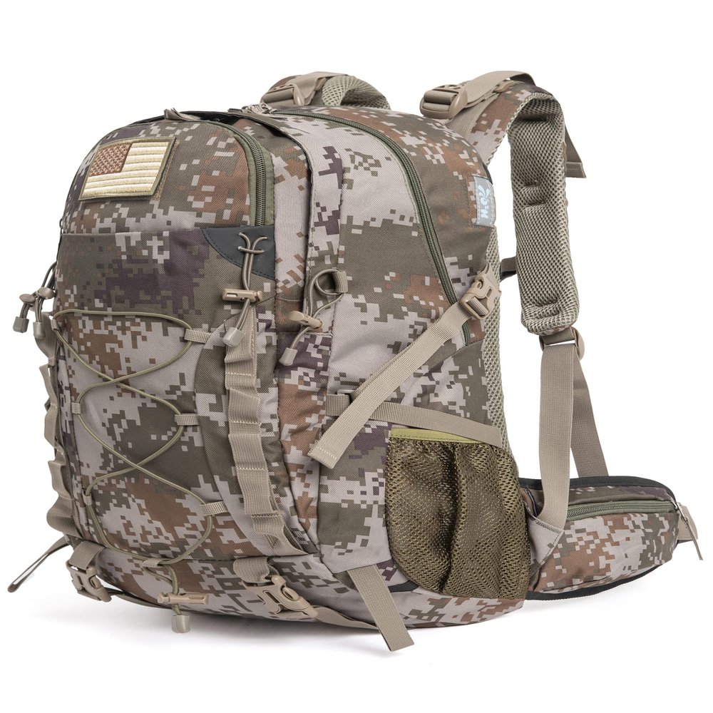 Diamond Candy Waterproof Hiking Backpack for Men and Women, Lightweight Day Pack for Travel Camping, Camo, 40L