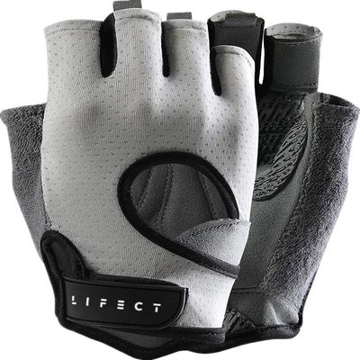 LIFECT Freedom Workout Gloves, Knuckle Weight Lifting Shorty Fingerless Gloves with Curved Open Back, for Powerlifting, Gym, Women and Men (Grey, X-Large)