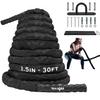 Yes4All Battle Rope with Protective Cover  Steel Anchor & Strap Included - Poly Dacron 1.5in - 30ft view 1