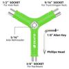 Zeato All-In-One Skate Tools Multi-function Portable Skateboard Y Tool Accessory with Y-type Allen Key and L-type Phillips Head Wrench Screwdriver - Green view 2