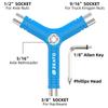 Zeato All-In-One Skate Tools Multi-function Portable Skateboard Y Tool Accessory with Y-type Allen Key and L-type Phillips Head Wrench Screwdriver - Blue view 2