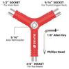 Zeato All-In-One Skate Tools Multi-function Portable Skateboard Y Tool Accessory with Y-type Allen Key and L-type Phillips Head Wrench Screwdriver - Red view 2