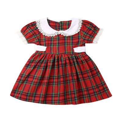 Baby Girl Christmas Dress Matching Newborn Girl Bodysuit Plaid Lace Princess Skirt Family Clothing (Dress,12-18 Months)