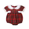 Baby Girl Christmas Dress Matching Newborn Girl Bodysuit Plaid Lace Princess Skirt Family Clothing (Romper, 6-12 Months) view 1