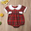 Baby Girl Christmas Dress Matching Newborn Girl Bodysuit Plaid Lace Princess Skirt Family Clothing (Romper, 6-12 Months) view 2