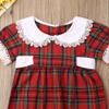 Baby Girl Christmas Dress Matching Newborn Girl Bodysuit Plaid Lace Princess Skirt Family Clothing (Romper, 6-12 Months) view 3