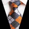 BESMODZ Classic Mens Zipper Ties Plaid Grey Gold Pre-tied Neckties Silk Business view 2
