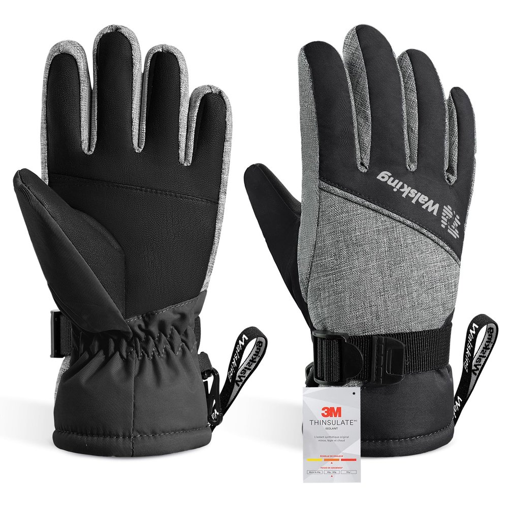WALSKING Kids Winter Snow&Ski Gloves-3M Thinsulate Waterproof Cold Weather Youth Gloves for Skiing,Snowboarding-Fits Boys and Girls