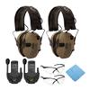 Walkers Razor Slim Electronic Shooting Hearing Protection Muff (American Flag Distressed, Tan, 2-Pack) Bundle with Walkie-Talkie Attachment (2-Pack), Glasses (2-Pack) and Cleaning Cloth (7 Items) view 1