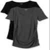 Amazon Essentials Women's Maternity Short-Sleeve Rouched Scoopneck T-Shirt, Pack of 2, Charcoal Heather/Black, X-Large view 1