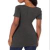 Amazon Essentials Women's Maternity Short-Sleeve Rouched Scoopneck T-Shirt, Pack of 2, Charcoal Heather/Black, X-Large view 2