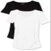 Amazon Essentials Women's Maternity Short-Sleeve Rouched Scoopneck T-Shirt, Pack of 2, Black/White, Small view 1