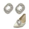 2 Pairs Elegant Rhinestone Crystal Shoe Clips Detachable Shoes Buckle Shoe Decoration Charms Dress Hat Shoes Clips for Wedding Party (Silver) view 2