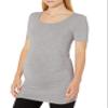 Amazon Essentials Women's Maternity Short-Sleeve Rouched Scoopneck T-Shirt, Pack of 2, Light Grey Heather/White, Small view 2