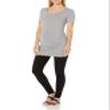 Amazon Essentials Women's Maternity Short-Sleeve Rouched Scoopneck T-Shirt, Pack of 2, Light Grey Heather/White, Small view 4