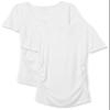 Amazon Essentials Women's Maternity Short-Sleeve Rouched Scoopneck T-Shirt, Pack of 2, White, Large view 1