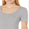 Amazon Essentials Women's Maternity Short-Sleeve Rouched Scoopneck T-Shirt, Pack of 2, Light Grey Heather/White, Medium view 3