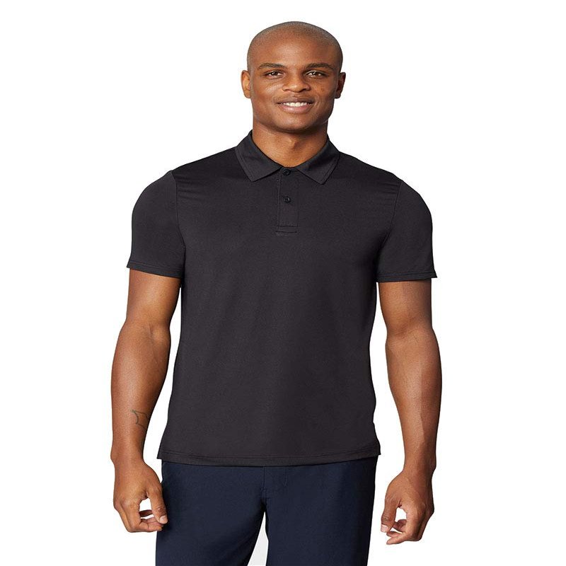 32 Degrees Mens Wicking Golf Performance Polo Shirt, Black., Large
