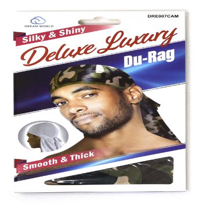 Dream Deluxe Du-Rag Camo Smooth & Thick, Stretchable, Wrinkle Free, 100% Polyester