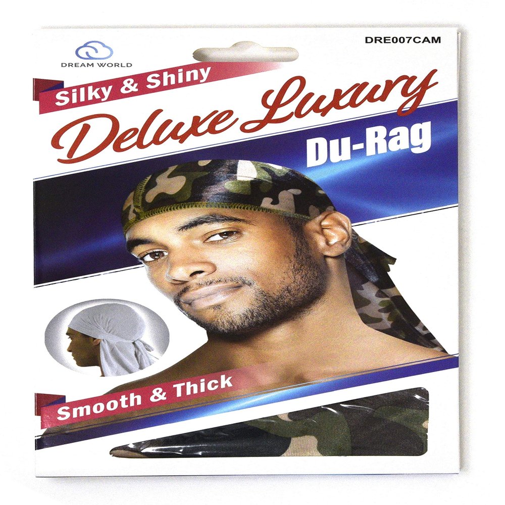 Dream Deluxe Du-Rag Camo Smooth & Thick, Stretchable, Wrinkle Free, 100% Polyester
