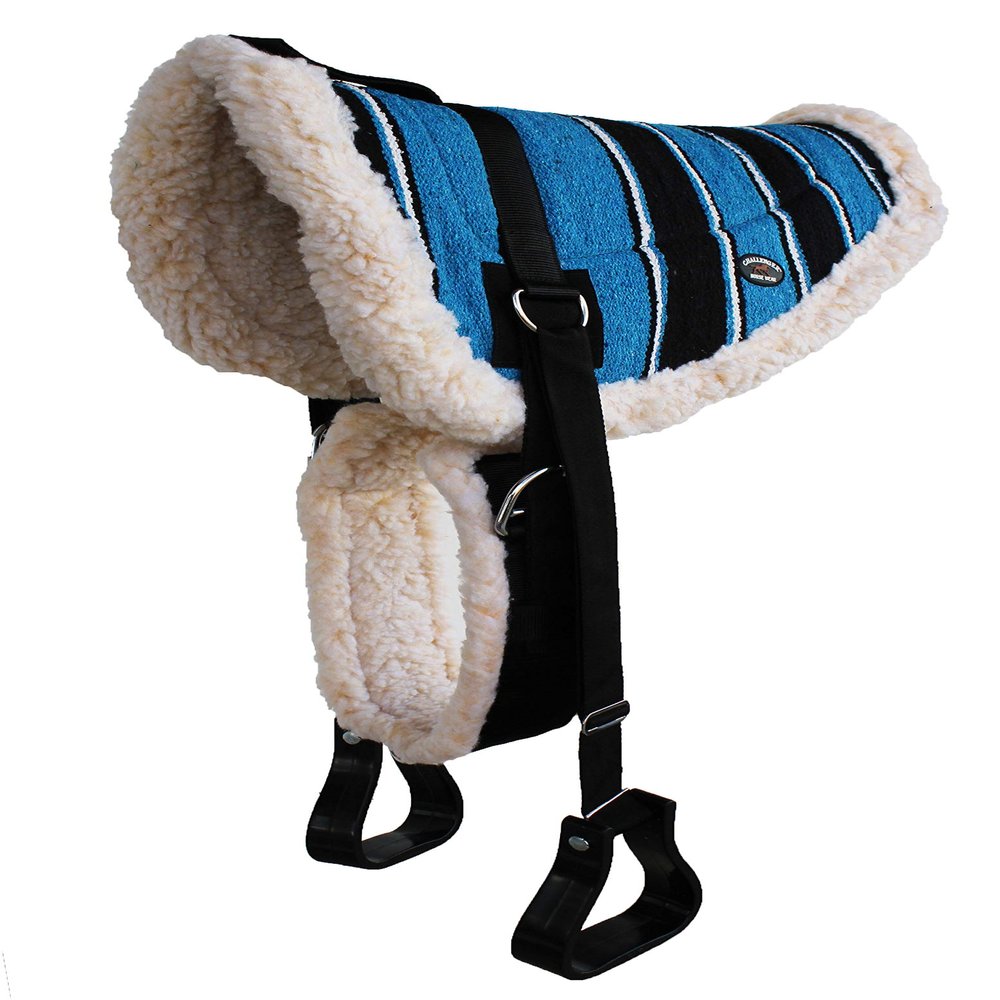 CHALLENGER Horse Western Treeless Fleece Padded Bareback Cotton Navajo Pad Stirrups 39138.